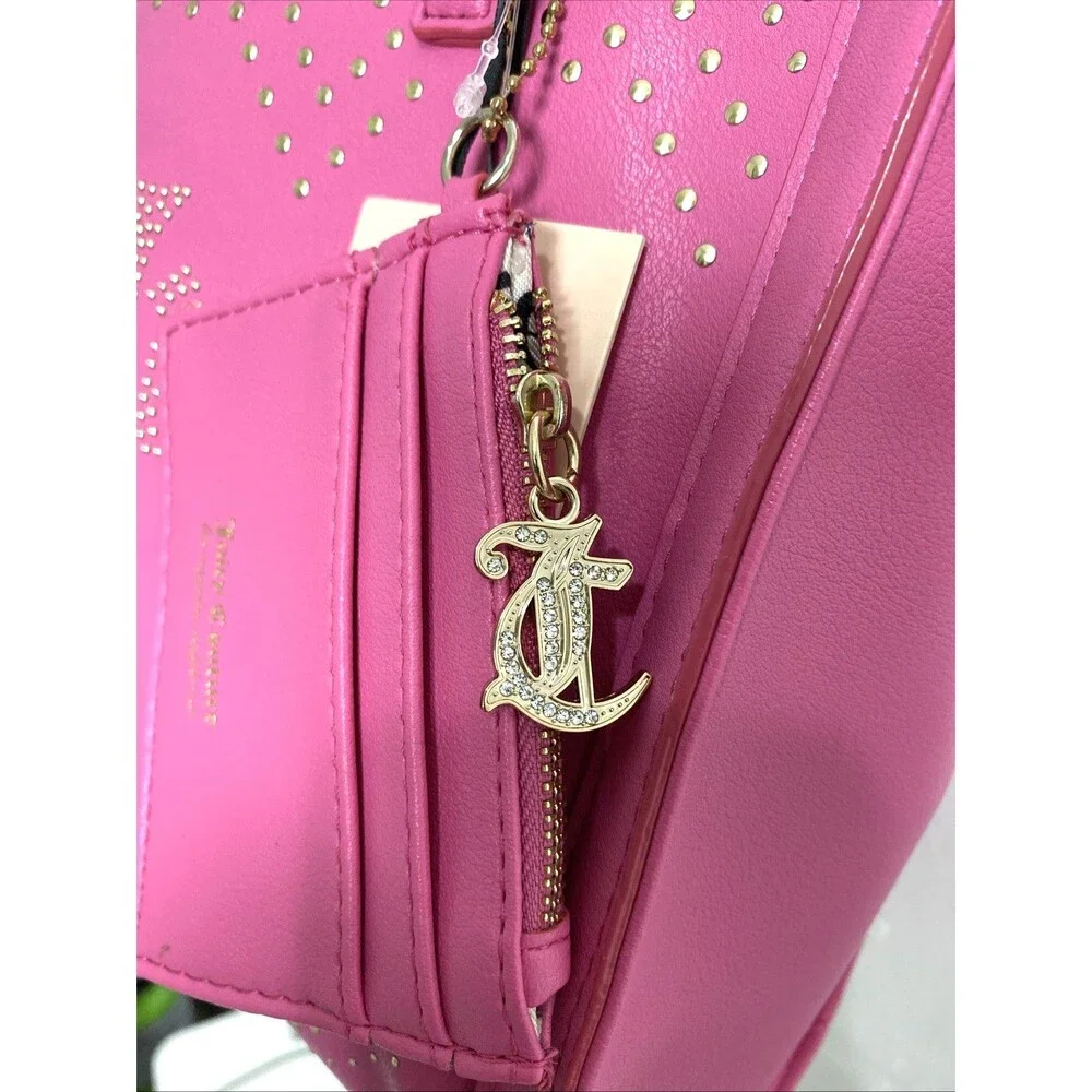 Juicy Couture Lovely Day Tote Crossbody Shoulder Bag Leather Purse Wallet Pink